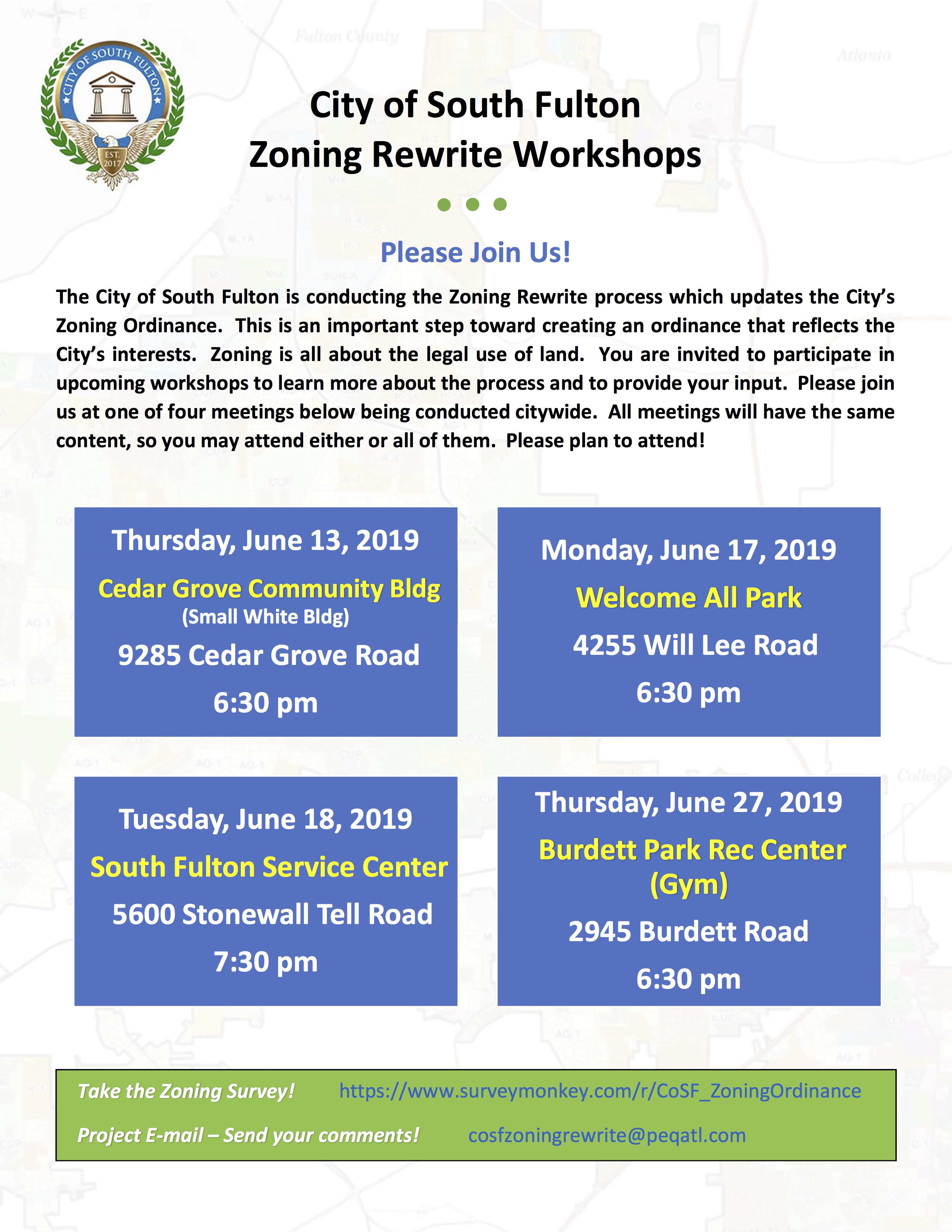 City of South Fulton Zoning Rewrite Workshop