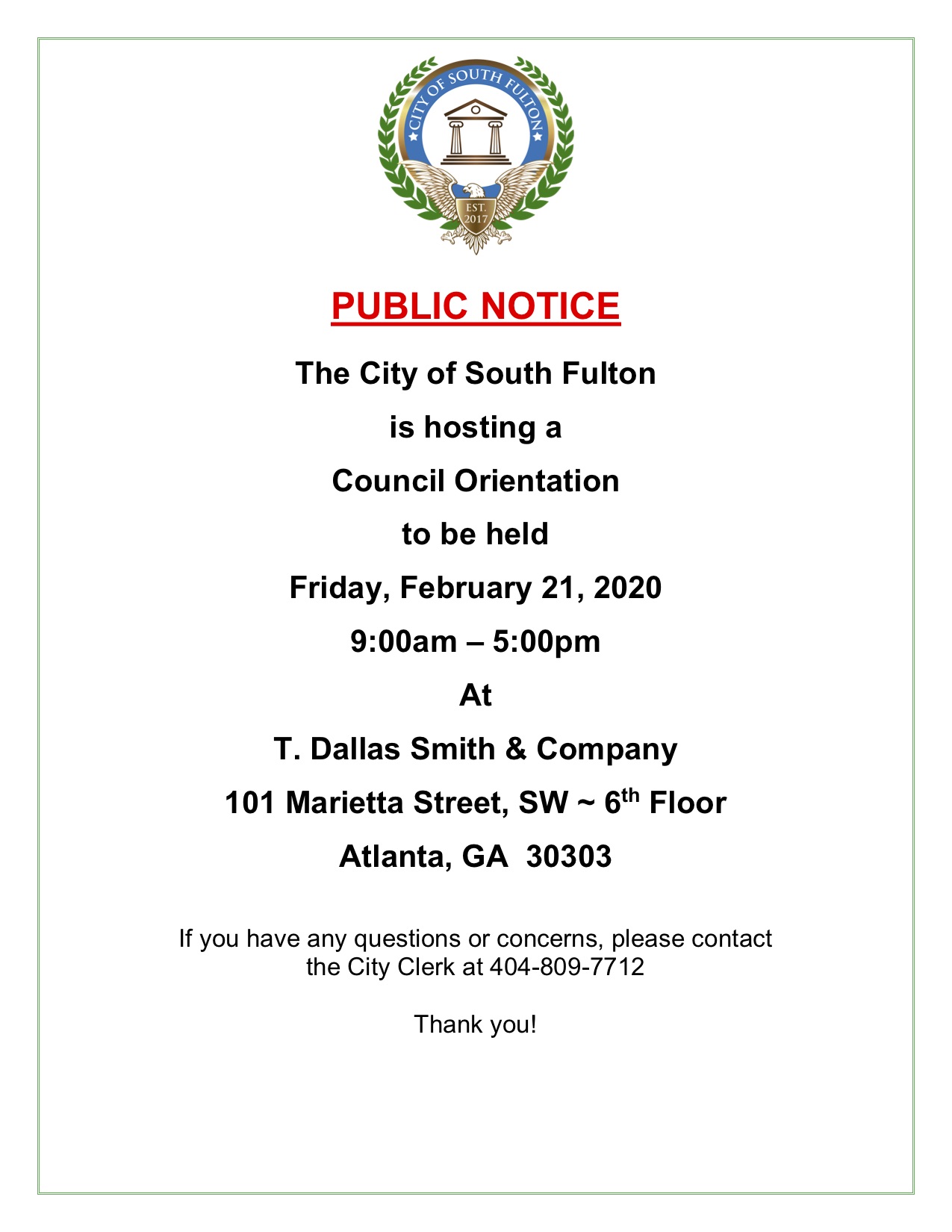 City of South Fulton Council Orientation