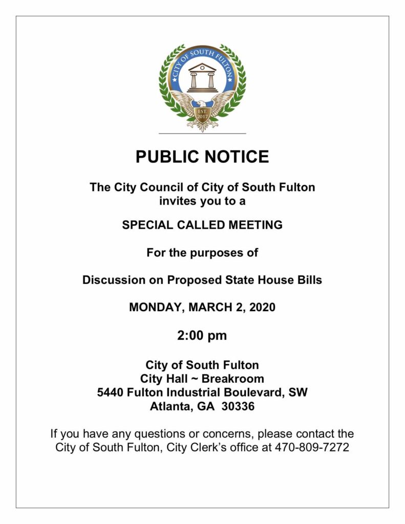 COSF Special Called Meeting Public Notice