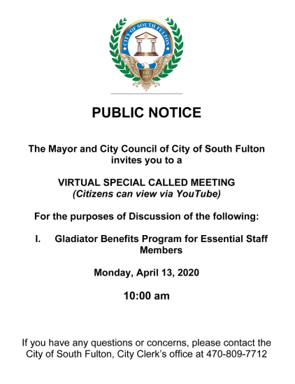 city of south fulton public notice - april 13