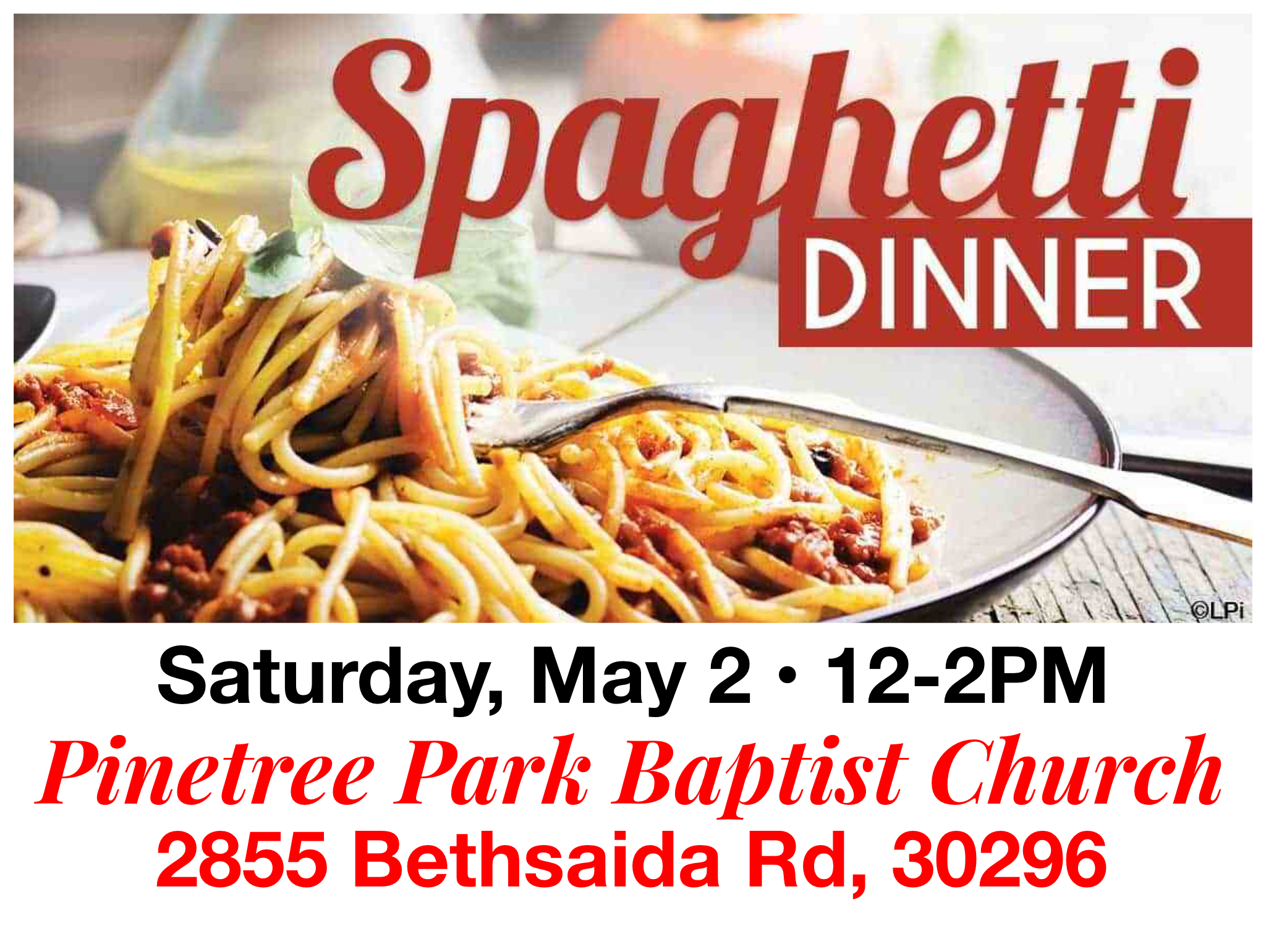 pinetree park baptist church spaghetti dinner